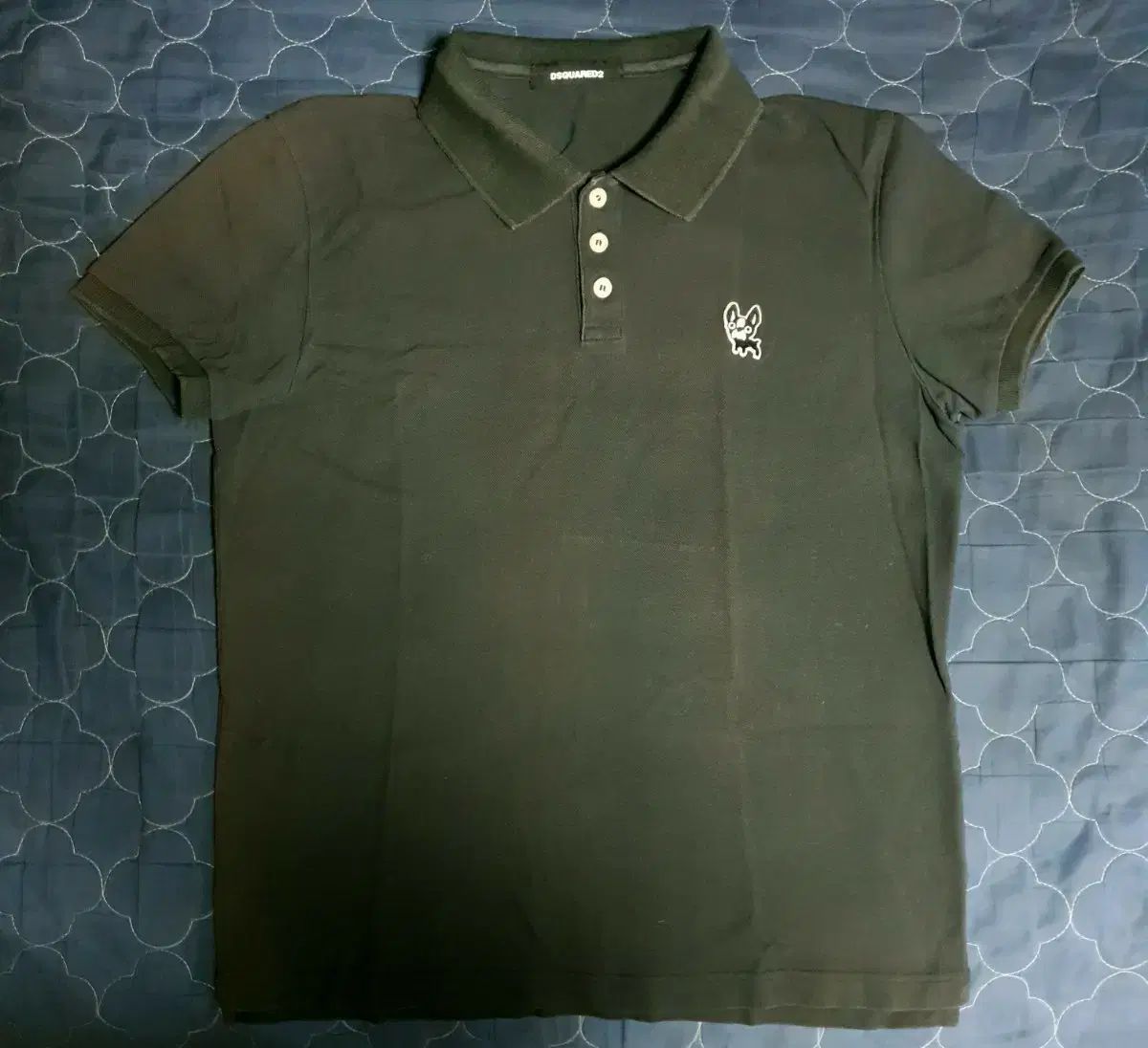 DSQUARED2 チワワパッチ イタリーコットン 半袖 カラーTシャツ ブラック (48)