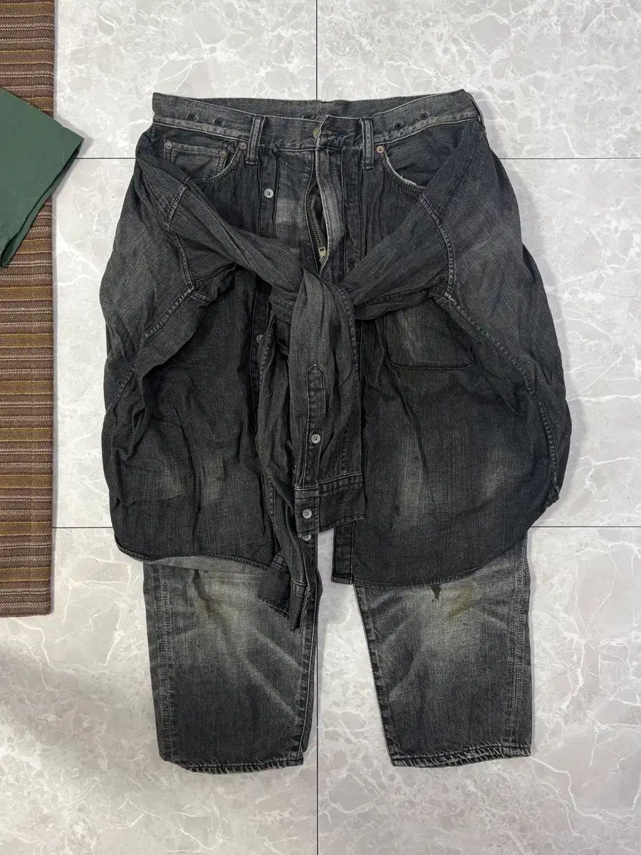 メゾンミハラヤスヒロ シャツ レイヤード デニム カプリ パンツ