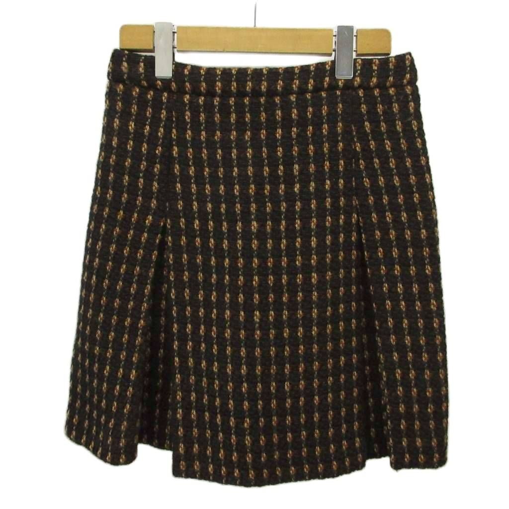 ミュウミュウ miumiu タイトスカート 40 茶 ブラウン 織り柄 ミニ丈