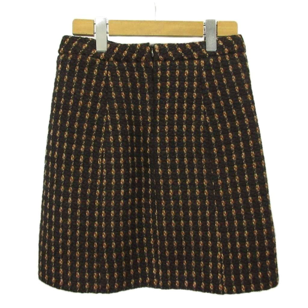 ミュウミュウ miumiu タイトスカート 40 茶 ブラウン 織り柄 ミニ丈