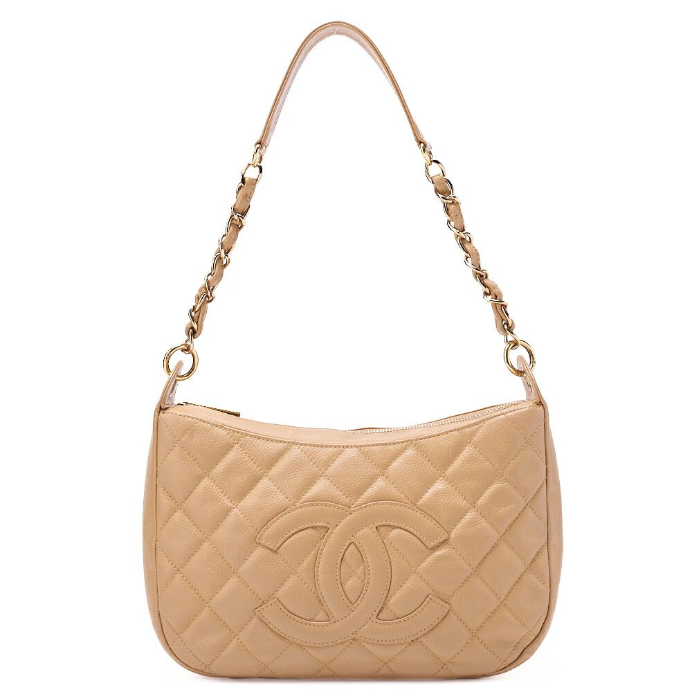 CHANEL シャネル　キャビアスキン　ココマーク　ワンショルダーバッグ　ベージュ（ゴールド金具） レディーストートバック　ハイブランド【中古】【送料無料】