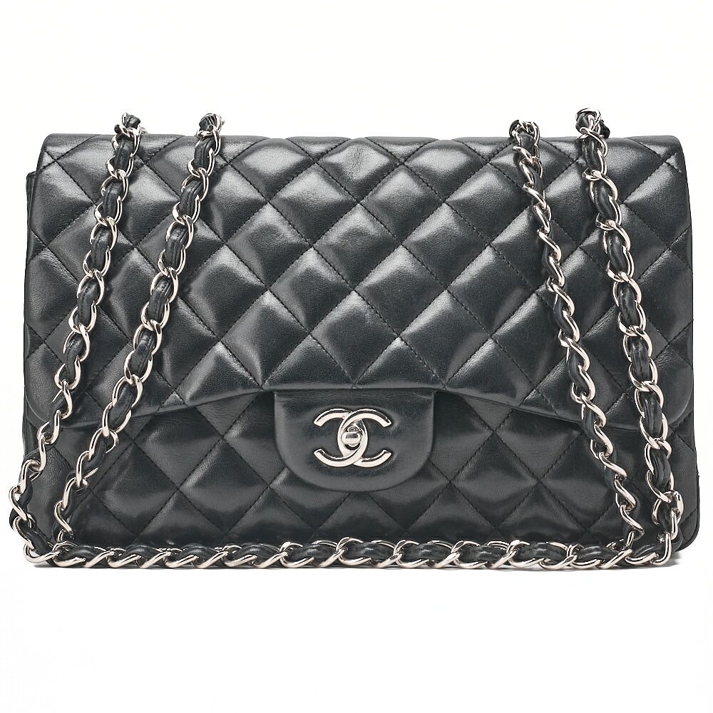 CHANEL シャネル デカマトラッセ 30 ターンロック チェーンショルダーバッグ ラムスキン 黒（シルバー金具）レディースバッグ ハイブランド【中古】【送料無料】