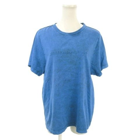 ステラマッカートニー STELLA McCARTNEY Tシャツ 34 青 ブルー 半袖 ラウンドネック ロゴ入り 596957 SNW45 /MN18 ■GY57