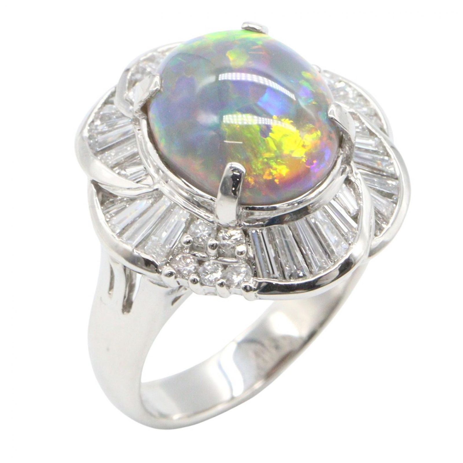 ジュエリー JEWELRY リング・指輪 ブラックオパールリング ブラックオパール 9.9g #11 Pt900プラチナ ダイヤモンド ブラックオパールリング レディース Used A