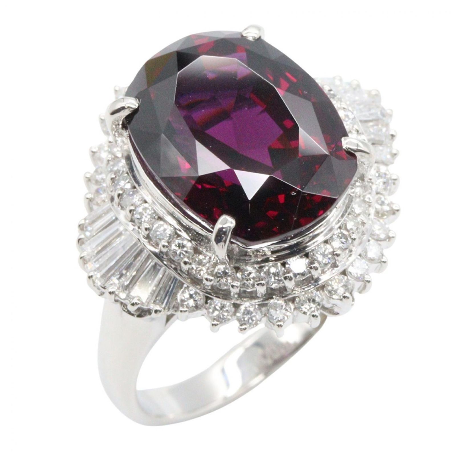 ジュエリー JEWELRY リング・指輪 ガーネット ダイヤモンド リング ｶﾞｰﾈｯﾄ 13.9g #16.5 Pt900プラチナ ダイヤモンド ガーネットリング レディース Used A