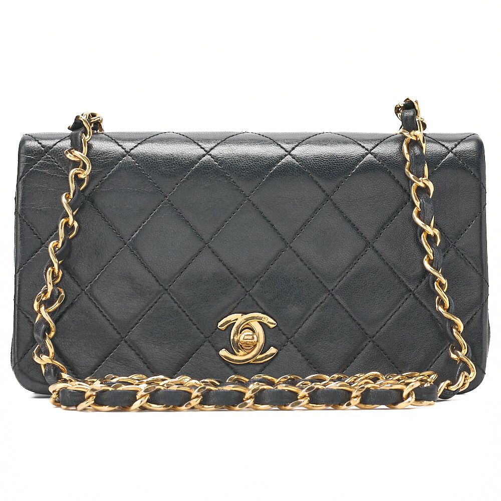 CHANEL シャネル ラムスキン ミニマトラッセ フルフラップ チェーンショルダー 黒 ゴールド金具 レディース【中古】【送料無料】