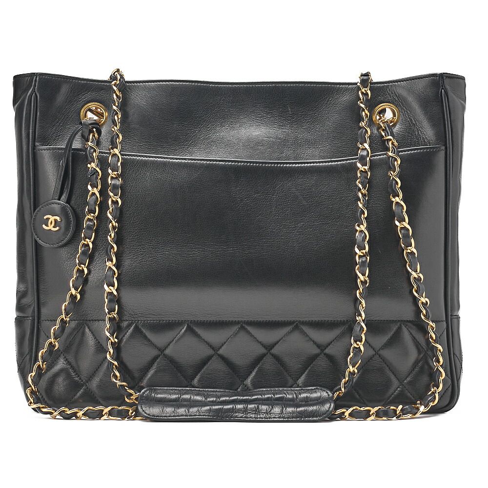 CHANEL シャネル マトラッセ プルチャーム付 ダブルチェーンショルダー ラムスキン 黒 ゴールド金具 レディースバッグ ブランド【中古】【送料無料】
