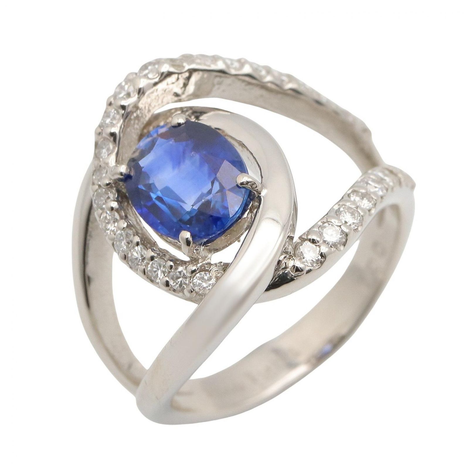 ジュエリー JEWELRY リング・指輪 サファイア ダイヤ リング ｻﾌｧｲｱ 8.7g スリランカ産 #10 Pt900プラチナ ダイヤモンド サファイア リング レディース Used A
