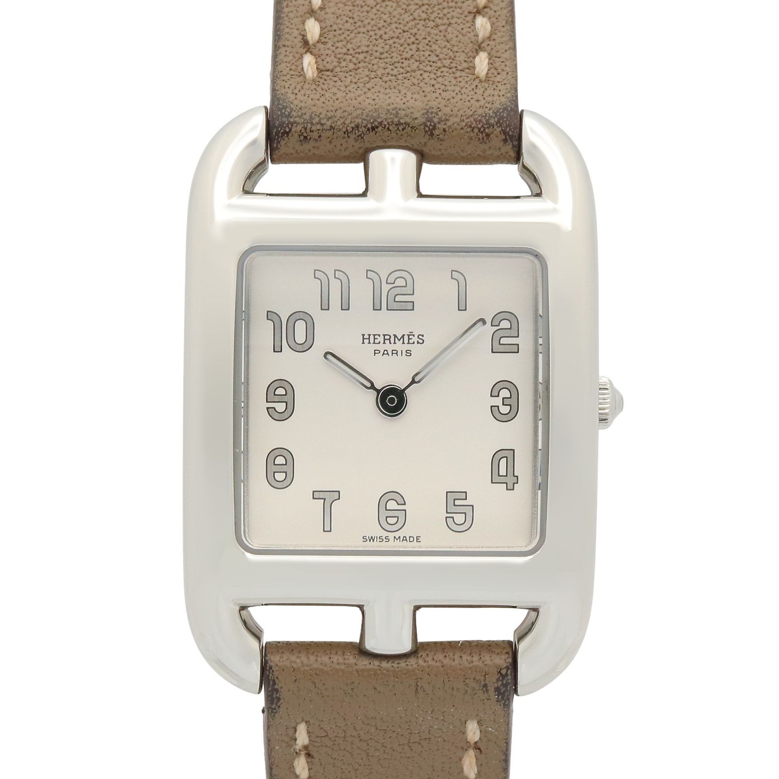 エルメス HERMES 腕時計 ケープコッド CC1.210a シルバー ステンレススチール レザーベルト ケープコッド レディース Used A