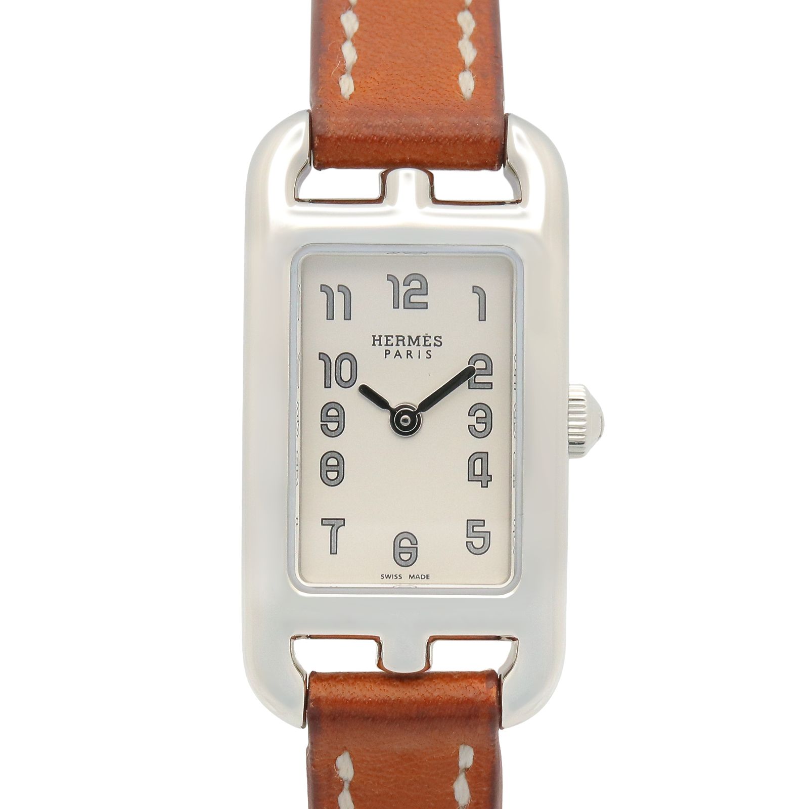 エルメス HERMES 腕時計 ナンタケット NA2.110 シルバー ステンレススチール レザーベルト ナンタケット レディース Used A