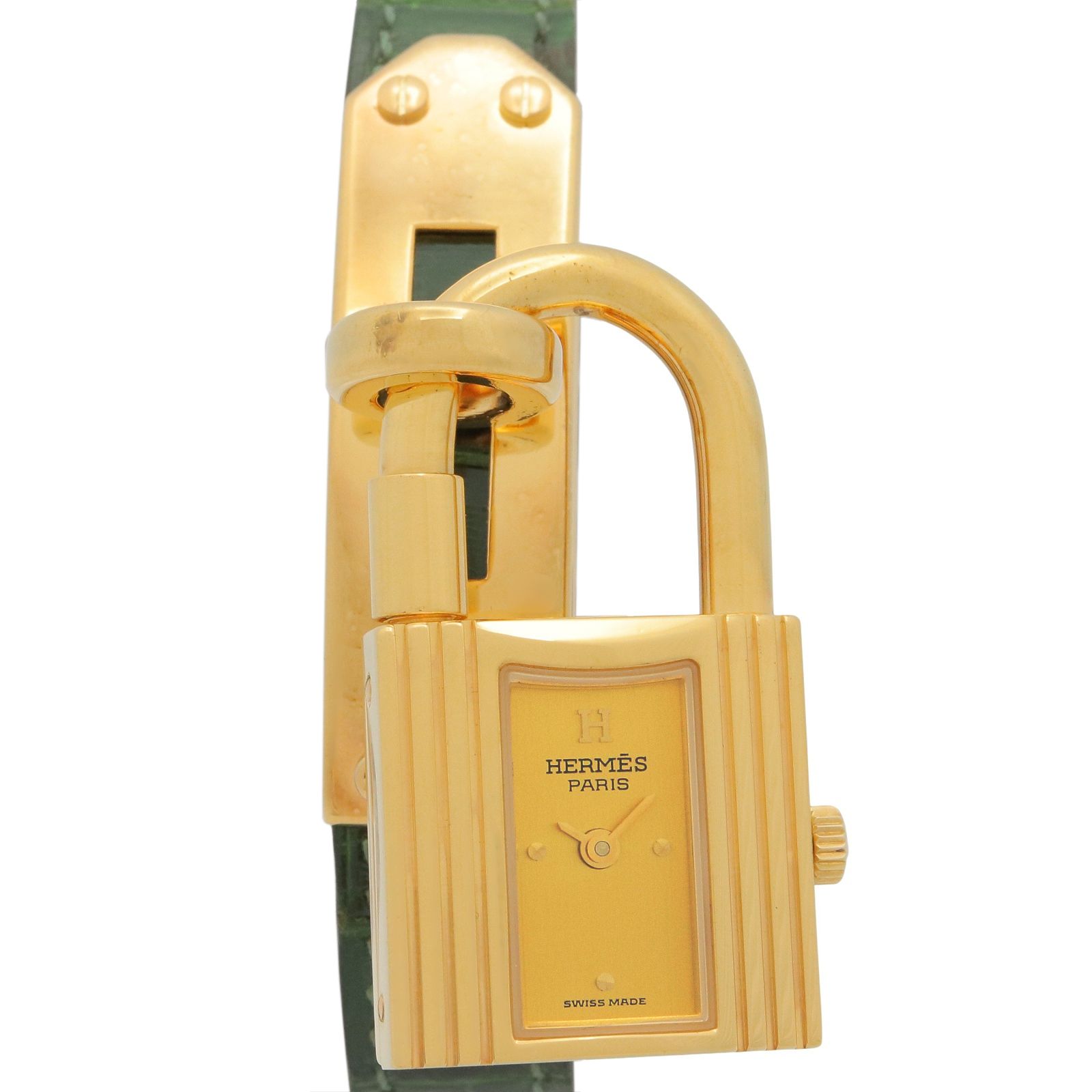 エルメス HERMES 腕時計 ケリーウォッチ KE1.201 シャンパン GP（ゴールドメッキ） ケリーウォッチ レディース Used A