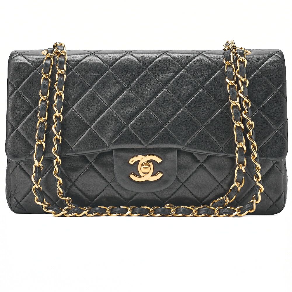CHANEL シャネル チェーンショルダーバッグ マトラッセ ダブルフラップ 25cm ラムスキン 黒 （ゴールド金具） レディース バッグ レディース【中古】【送料無料】