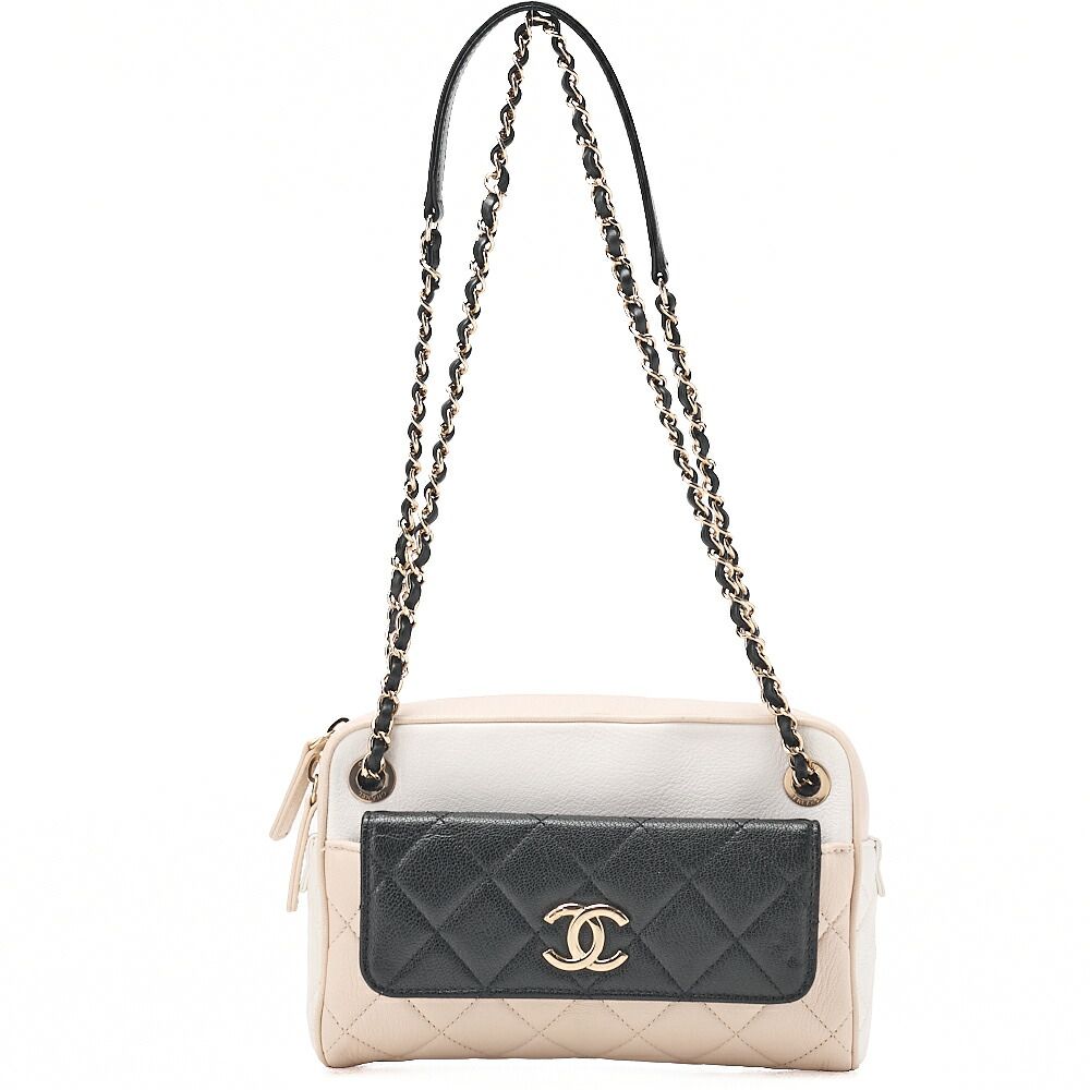CHANEL シャネル　マトラッセ　ココマーク　チェーンショルダーバッグ 　カーフスキン　バイカラー（ゴールド金具）レディースバッグ レディースバック トートバッグ ハイブランド【中古】【送料無料】