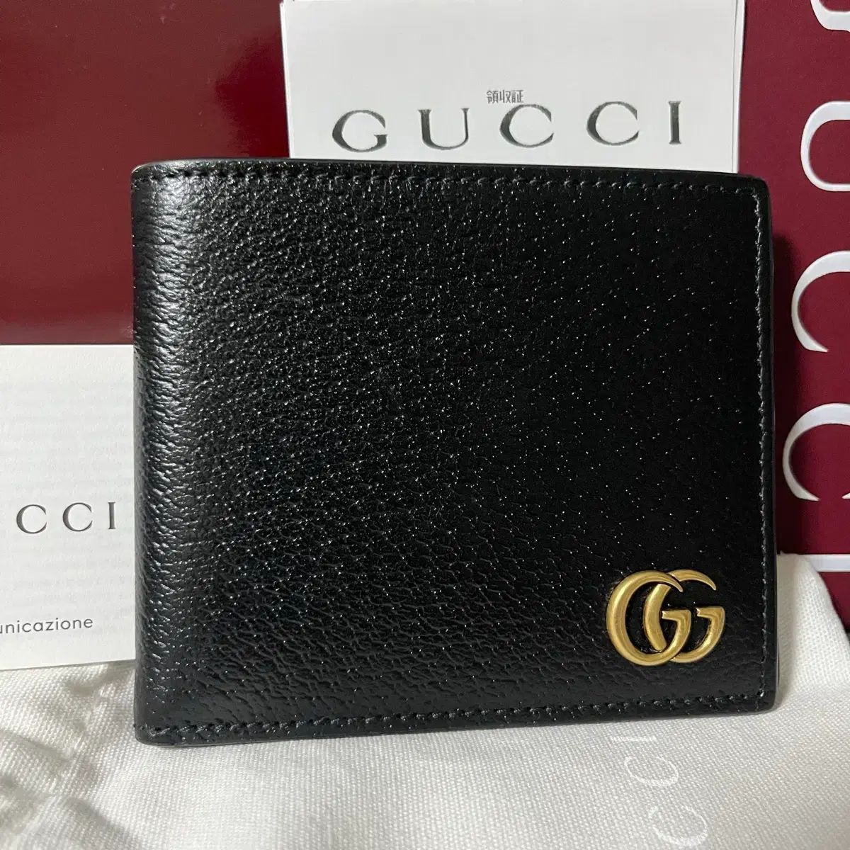 ほぼ新品 フルセット グッチ マーモント 二つ折り財布