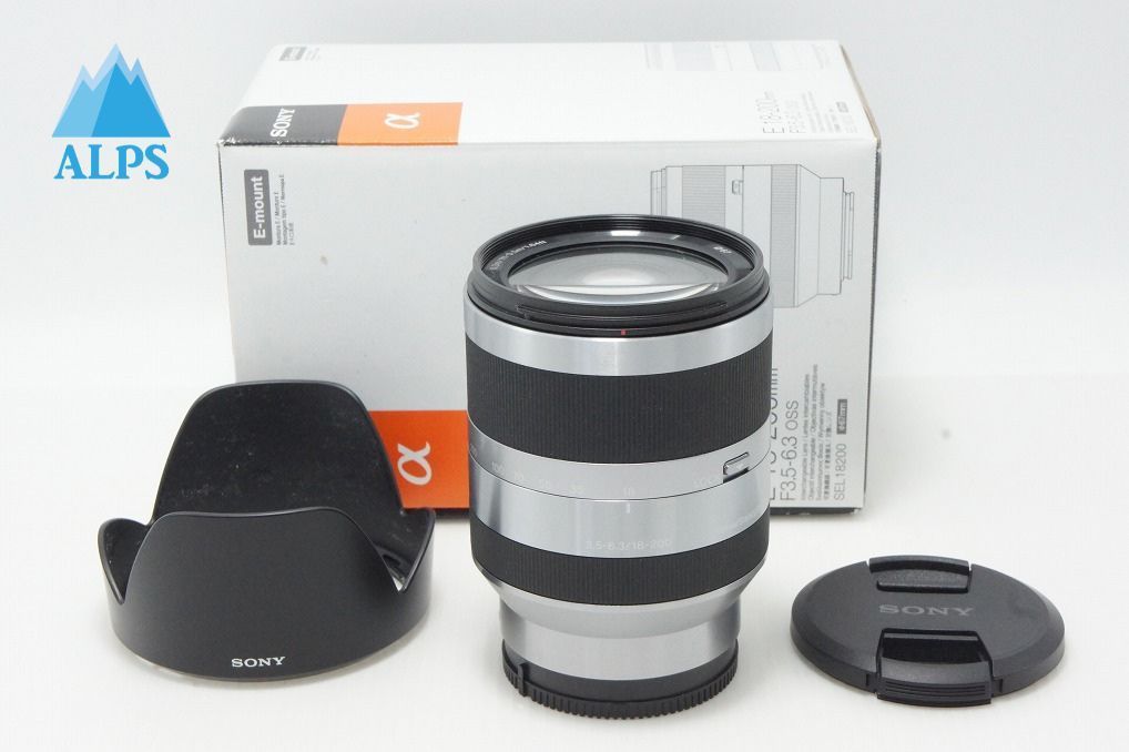 SONY ソニー E 18-200mm F3.5-6.3 OSS SEL18200 シルバー Ｅマウント APS-C ズームレンズ フード 元箱付 260527bf