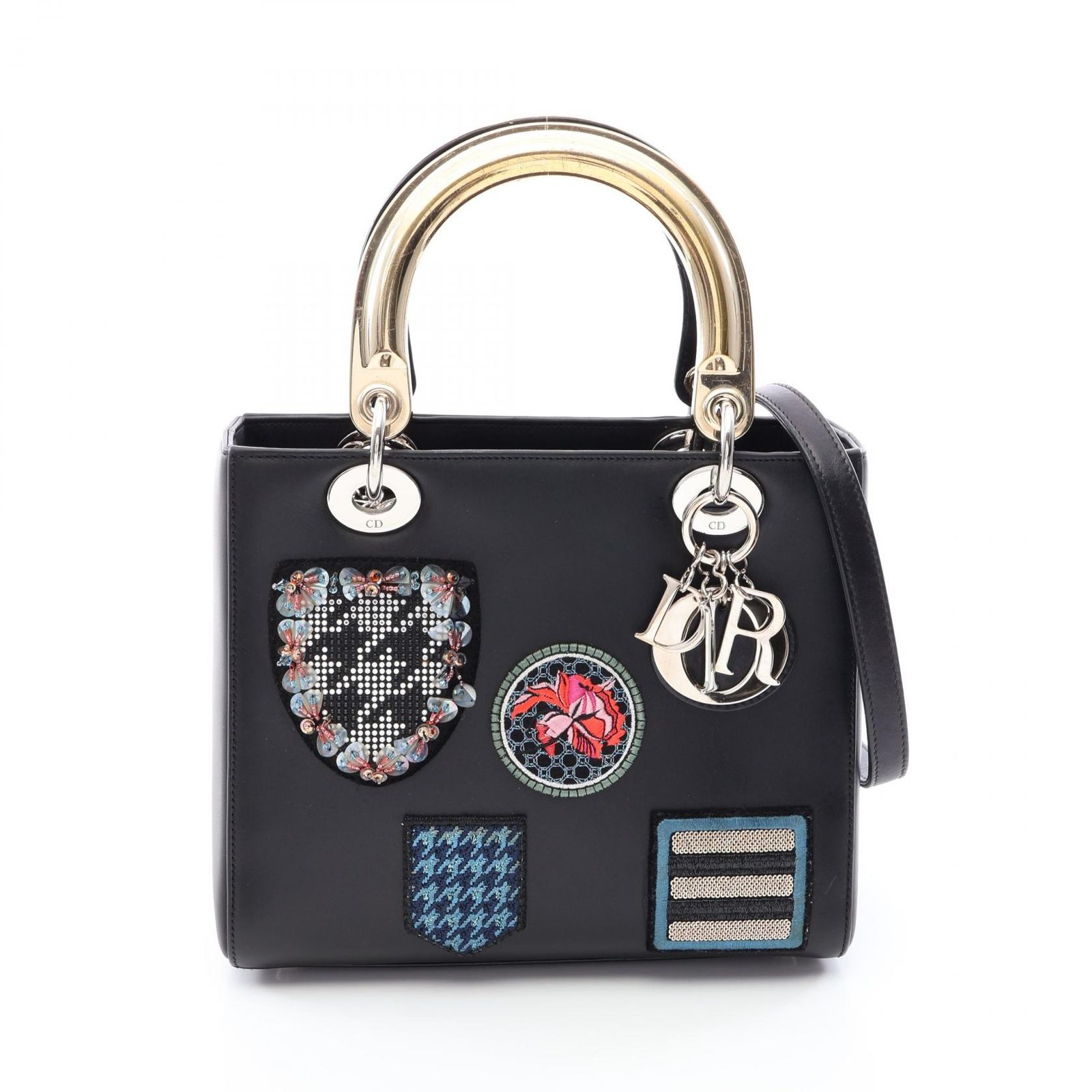 ディオール Dior ハンドバッグ LADY DIOR レディディオール 2WAY ブラック/マルチ レザー レディディオール 2wayトート レディース Used B