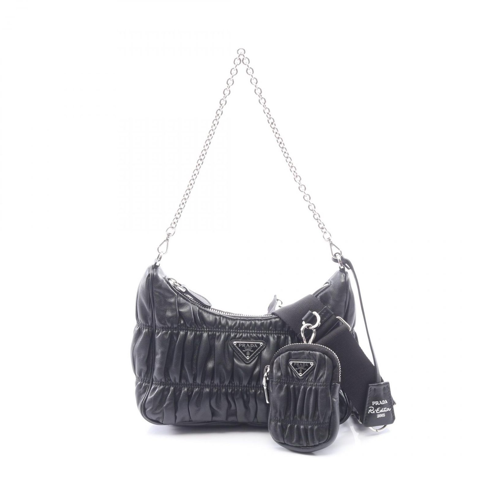 プラダ PRADA ショルダーバッグ Re-Edition 2005 2WAY 1BH204 ブラック レザー Re-Edition 2005 ショルダーバッグ レディース Used A