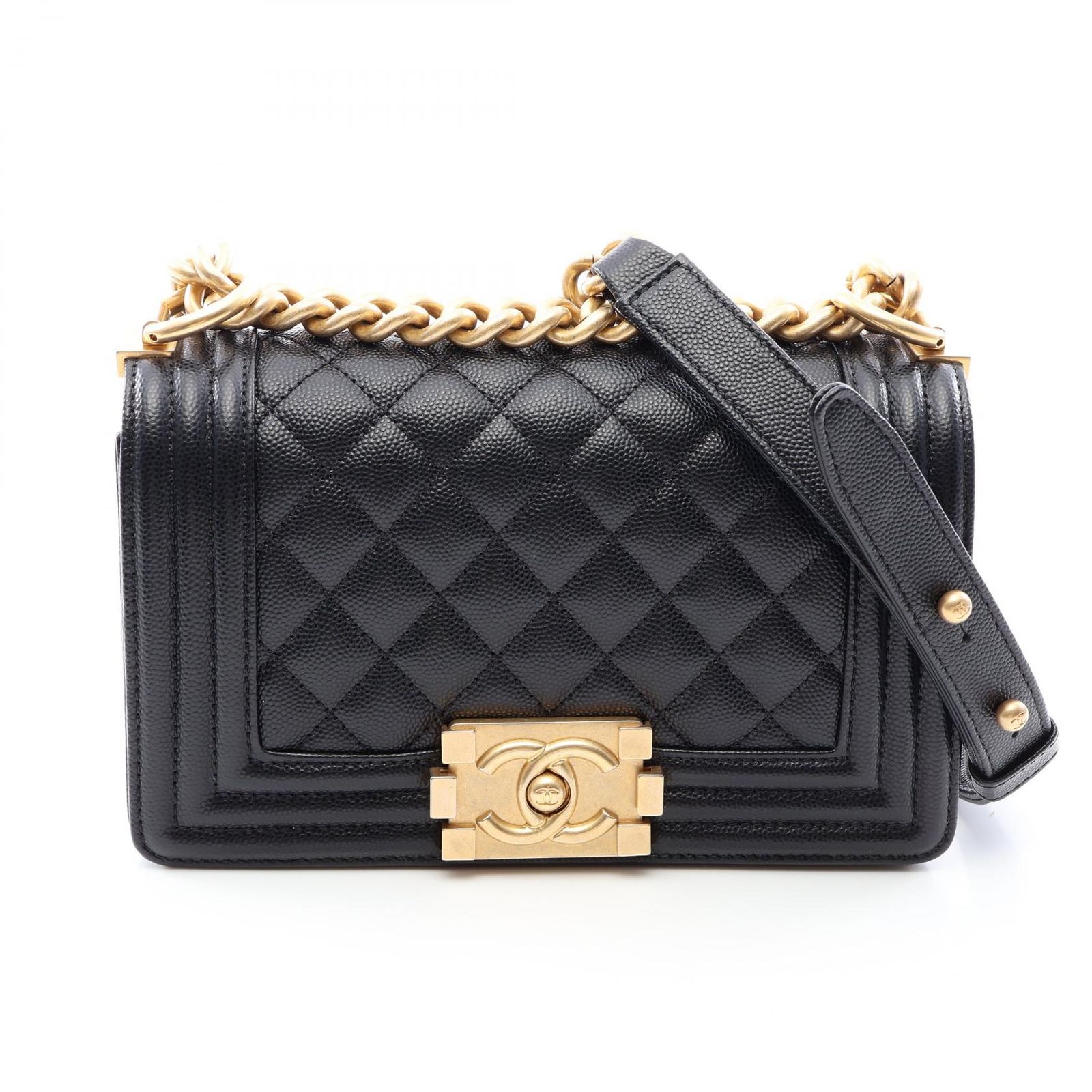 シャネル CHANEL ショルダーバッグ ボーイシャネル スモール A67085 ブラック キャビアスキン(グレインドカーフ) ボーイシャネル スモール チェーンショルダー