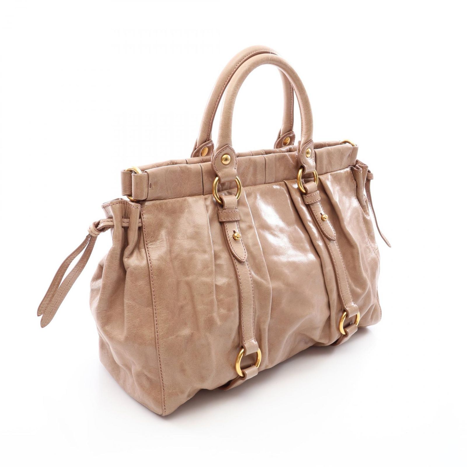 ミュウ ミュウ Miu Miu ハンドバッグ VITELLO LUX 2WAY ベージュ 