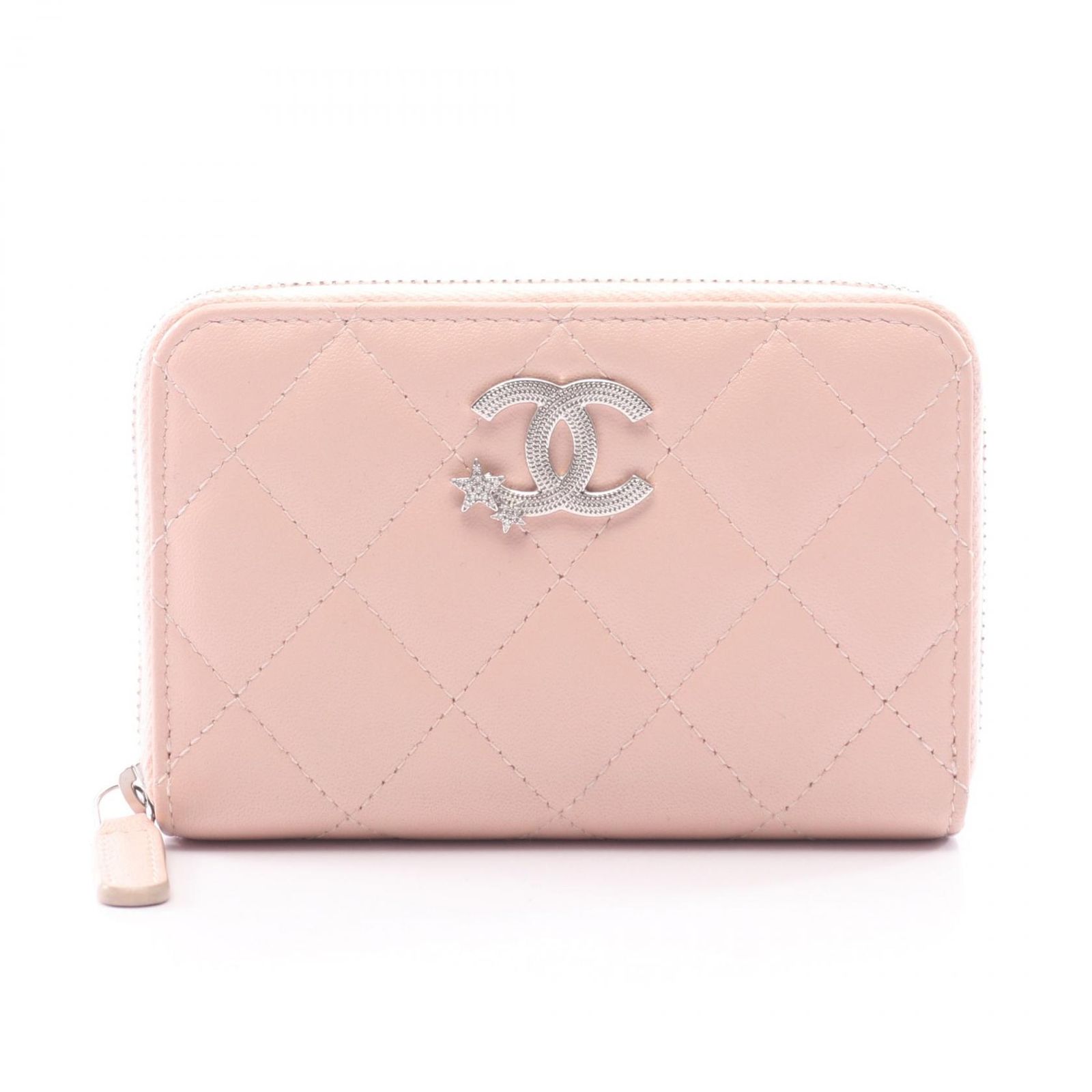 シャネル CHANEL ラウンド財布 マトラッセ ココマークスター AP3728 ベビーピンク レザー マトラッセ ココスター コンパクト ウォレット レディース Used A