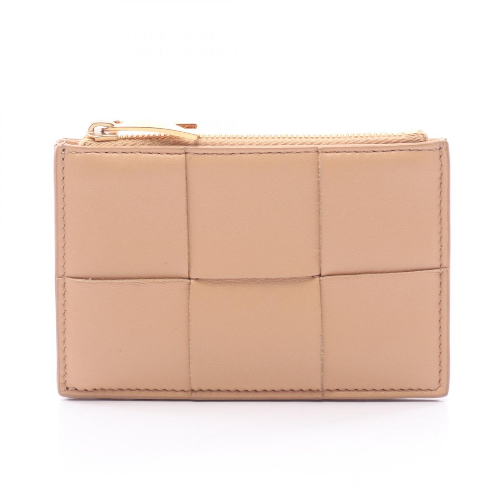 ボッテガヴェネタ BOTTEGA VENETA コインケース カセット カードケース ベージュ レザー マキシイントレチャート コインカードケース レディース Used A