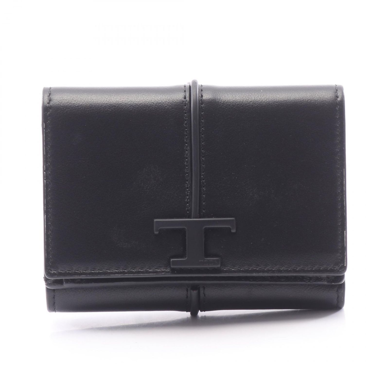 トッズ TOD'S 三つ折り財布 T タイムレス ブラック レザー Tタイムレス 三つ折り財布 レディース Used A 27,820円