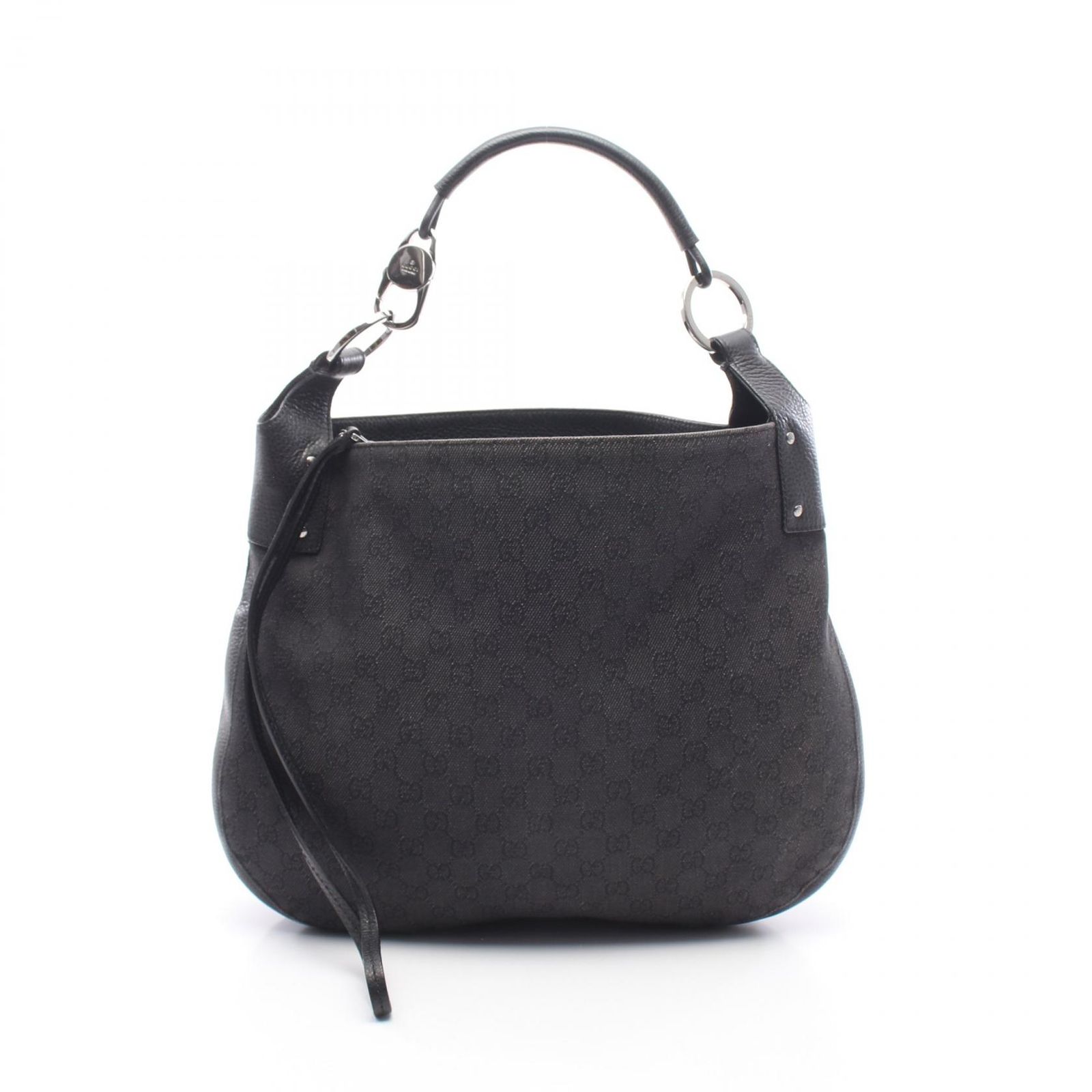 グッチ GUCCI ショルダーバッグ GG柄 179777 ブラック デニム レザー ショルダーバッグ レディース Used B