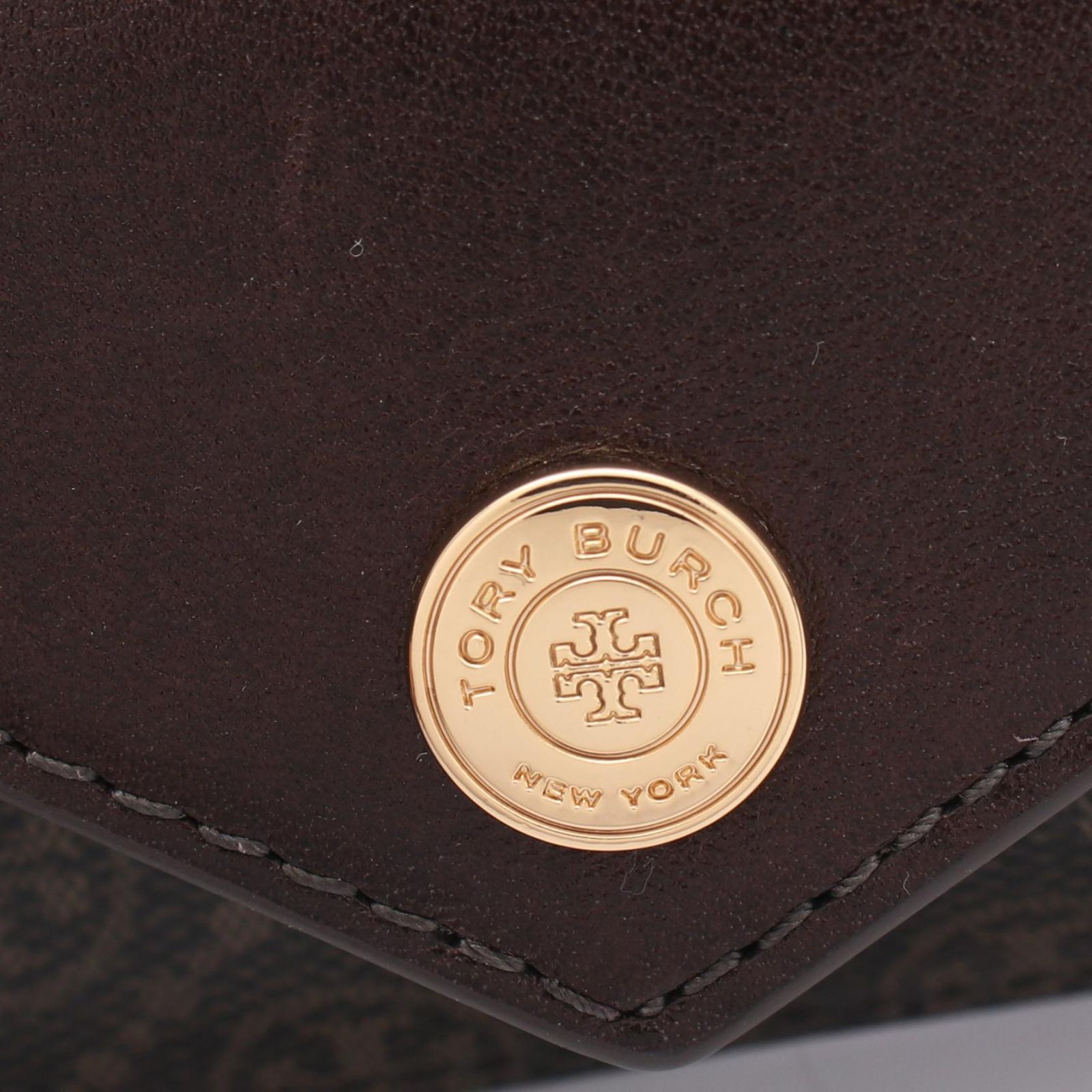 トリーバーチ Tory Burch コインケース Tモノグラム ジップカードケース キーリング付き 165036200 ブラウン PVCコーティングキャンバス レザー カードケース レディース