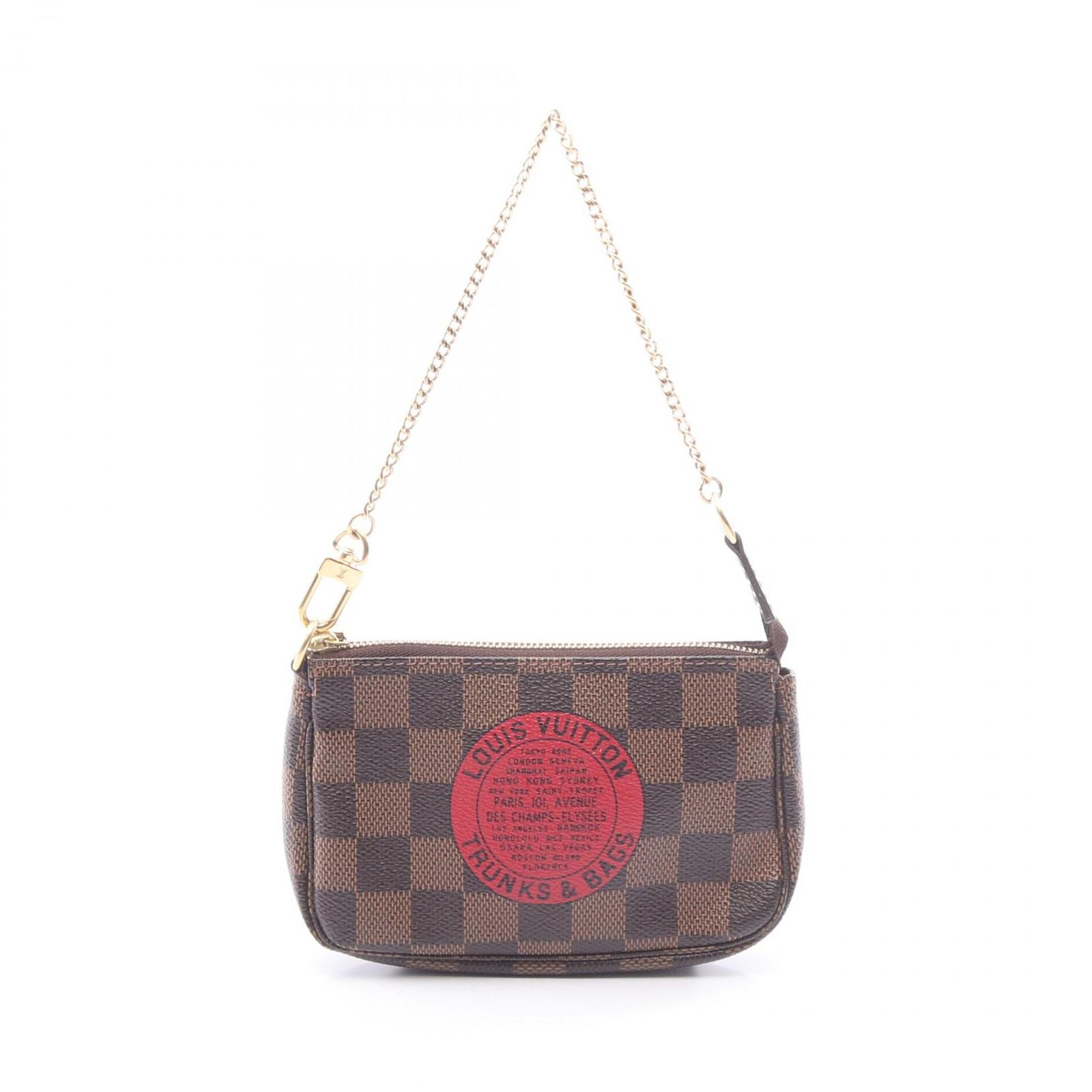 ルイ・ヴィトン LOUIS VUITTON ハンドバッグ ミニポシェット アクセソワール ダミエエベヌ T&B N58011 PVCコーティングキャンバス レザー ミニ・ポシェット・アクセソワール