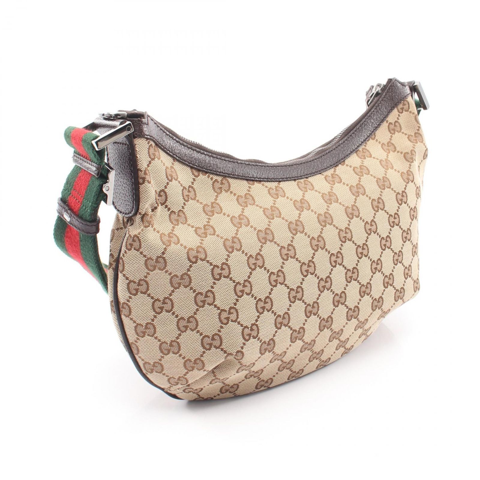 グッチ GUCCI ショルダーバッグ GGキャンバス 181092 ベージュ/ブラウン キャンバス レザー シェリーライン ショルダー レディース Used B