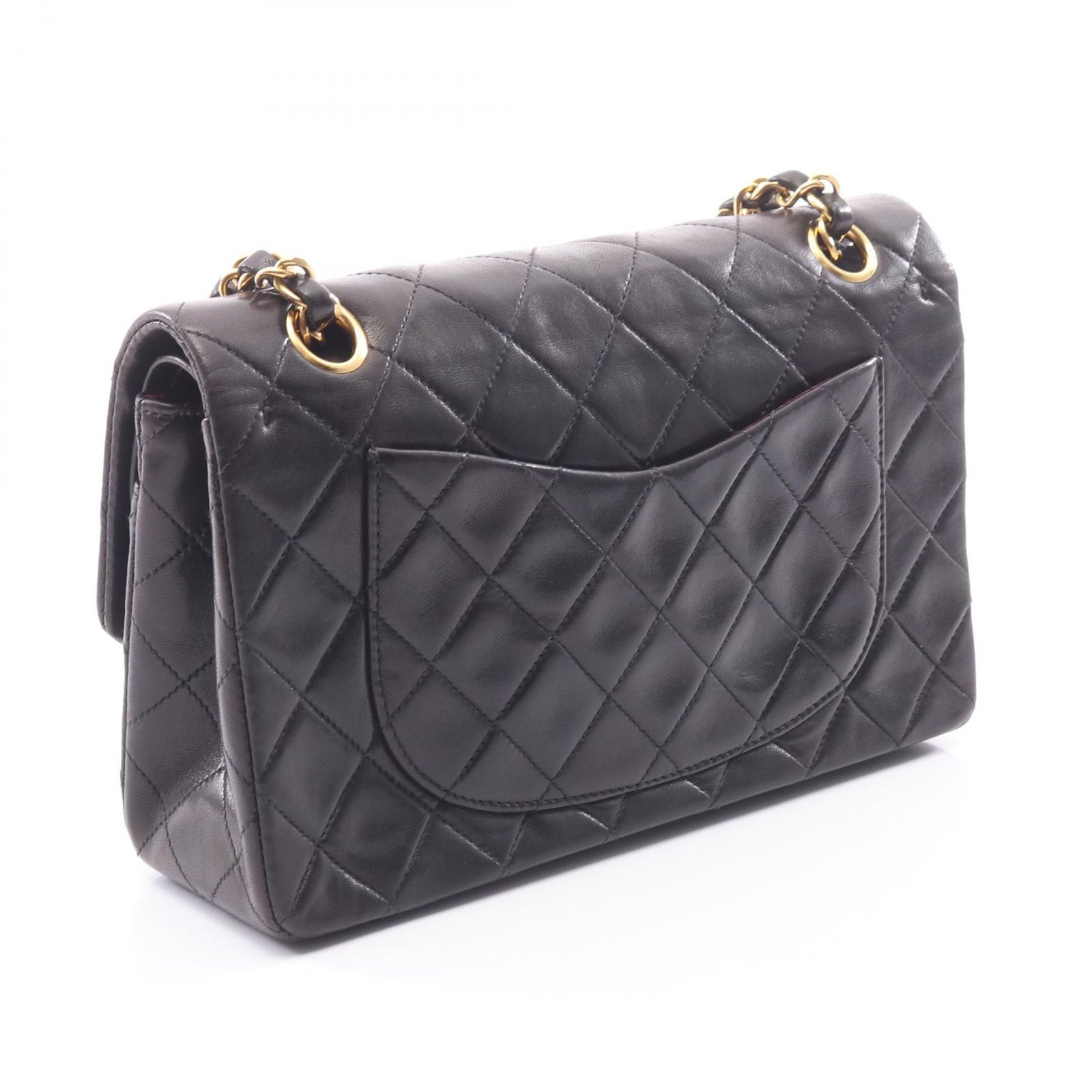 シャネル CHANEL ショルダーバッグ マトラッセ Wフラップ ブラック ラムスキン（羊革） マトラッセ ダブルフラップ チェーンショルダー レディース Used B
