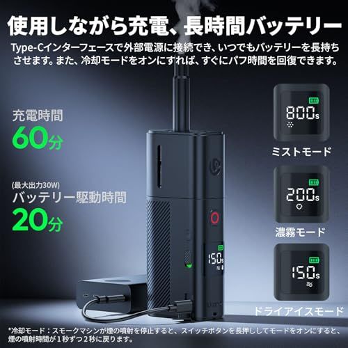 Ulanzi FM02 FILMOG X ポータブル 小型フォグマシン 手持ち式 スモークマシン コンパクト ミニ煙霧機 3種類のスモーク調整 ディスプレイ付き Type-Cに対応 1/4インチ穴+Arri位置決め穴 ストラップ付き 専用収納 bc5eeaea