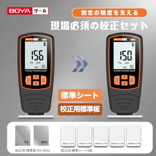 BOYA 膜厚計 塗膜計 自動車塗装 膜 厚み 測定器 下地 自動素地判別 日本語説明書 G923 (オレンジ)kk c55c29a2