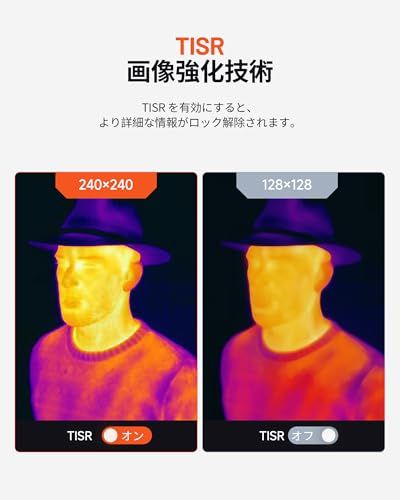 TOPDON TC004 Mini サーモグラフィーカメラ、240x240 TISR解像度、25Hzフレームレート、40°*30°の広い視野、ハンディタイプ赤外線サーモカメラ、電池15時間連続作業可能、-20°C~450°C測定温度範囲 高/ 26a20058