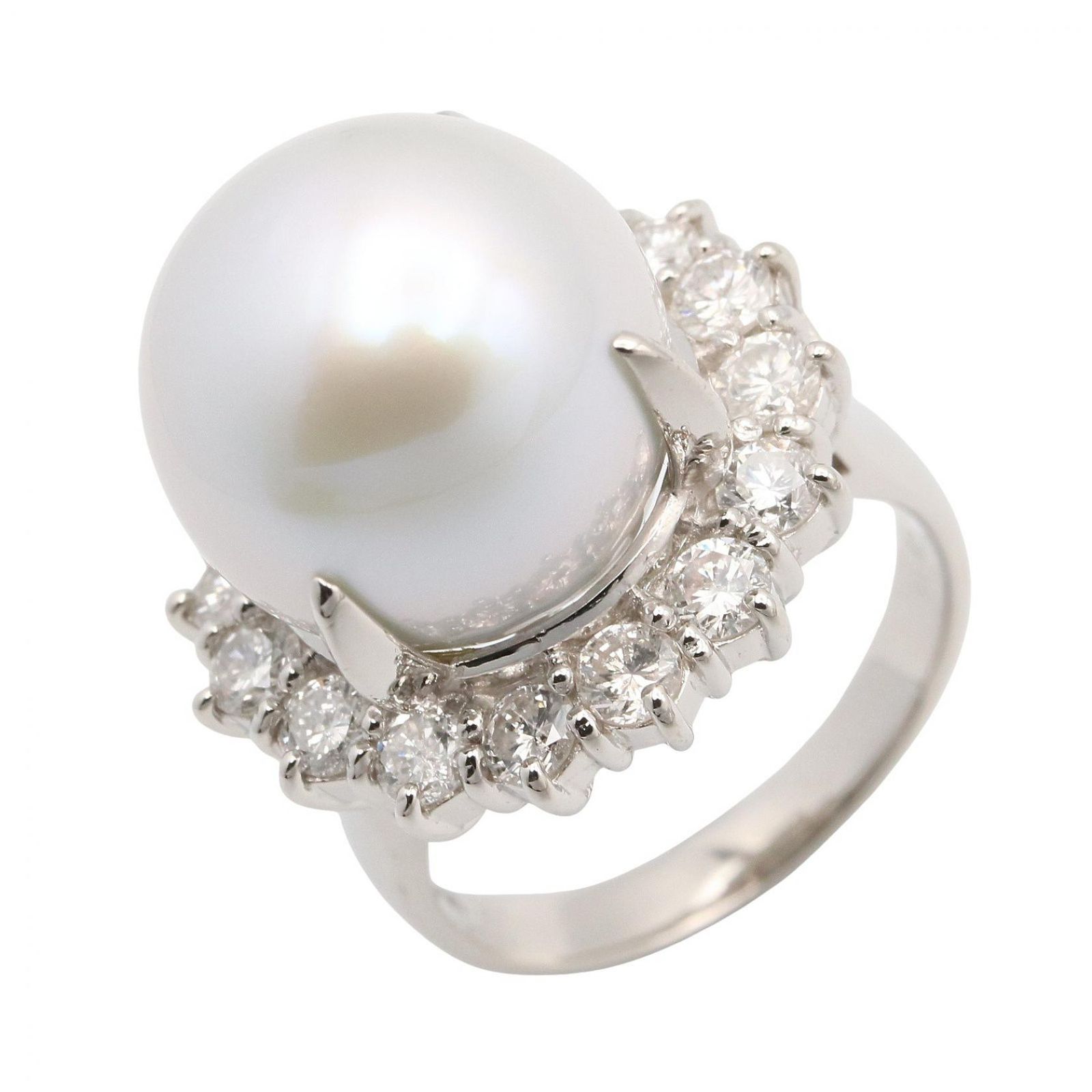 ジュエリー JEWELRY リング・指輪 パール ダイヤ リング ﾀﾞｲﾔ 13.6g #11.5 Pt900プラチナ ダイヤモンド リング レディース Used A