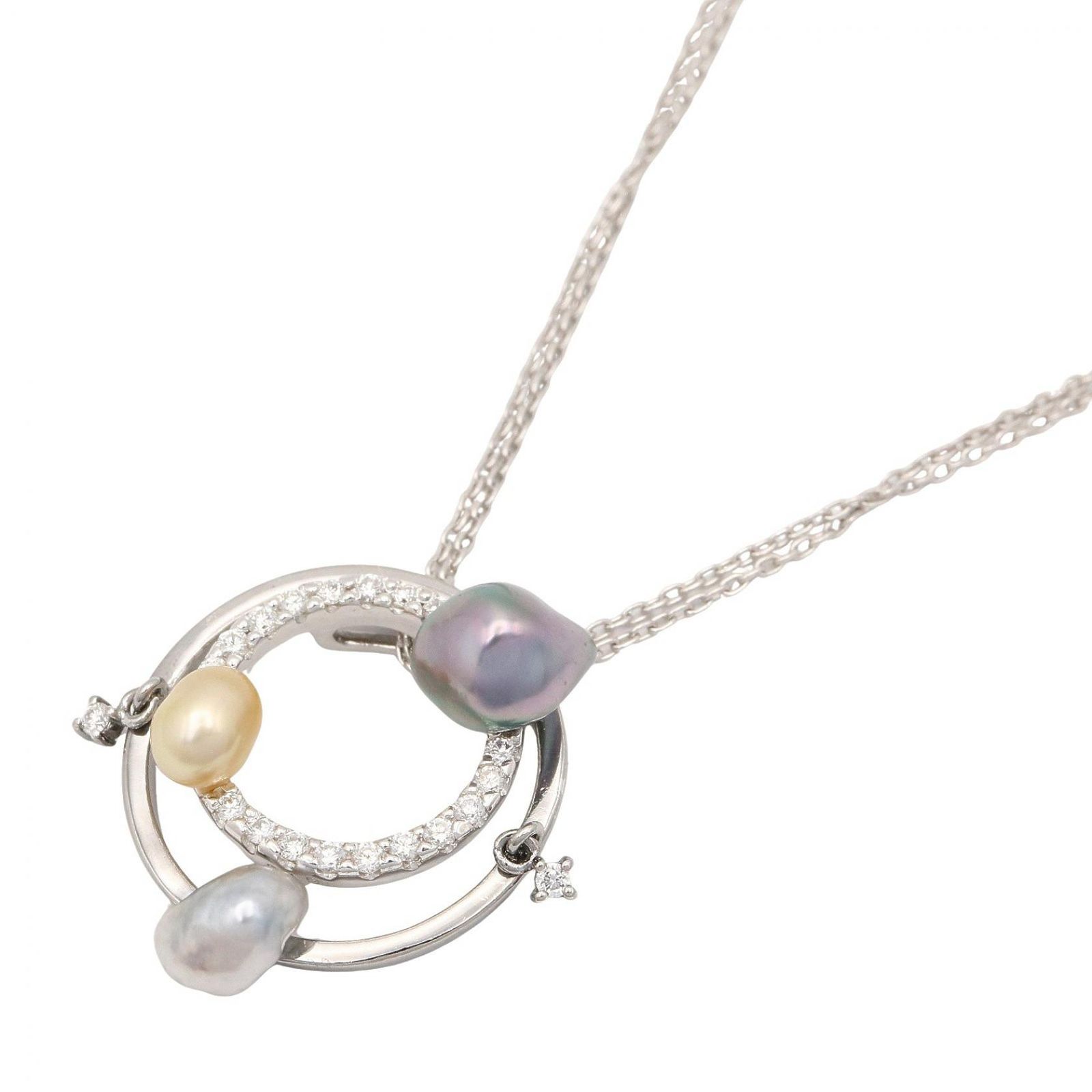 ジュエリー JEWELRY ネックレス 南洋ケシパール ダイヤ ネックレス 南洋ｹｼ真珠 7.3g 首回り39.5/45㎝ K18WG（ホワイトゴールド） ダイヤモンド 南洋ケシパール ネックレス