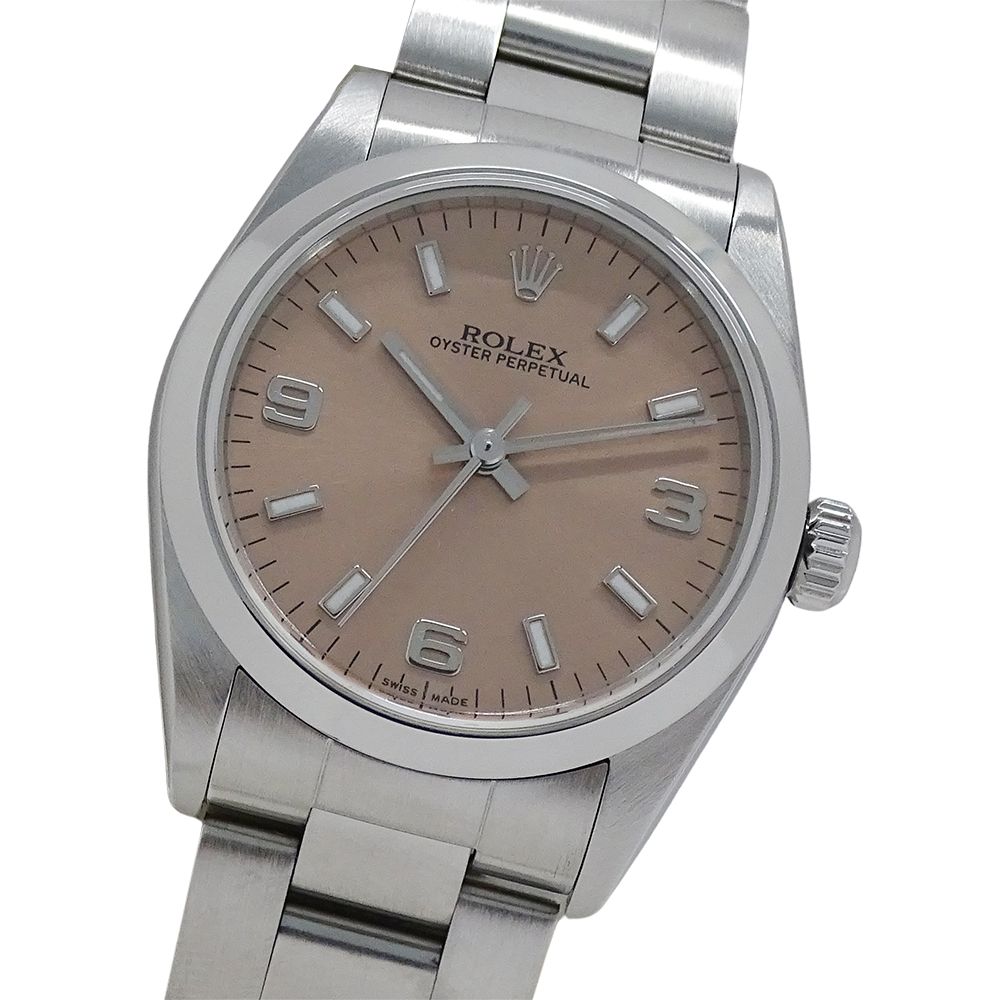 ロレックス ROLEX オイスターパーペチュアル 77080 A番 時計 ボーイズ ブランド 自動巻き AT ステンレス SS シルバー ピンク 磨き済み 【中古】