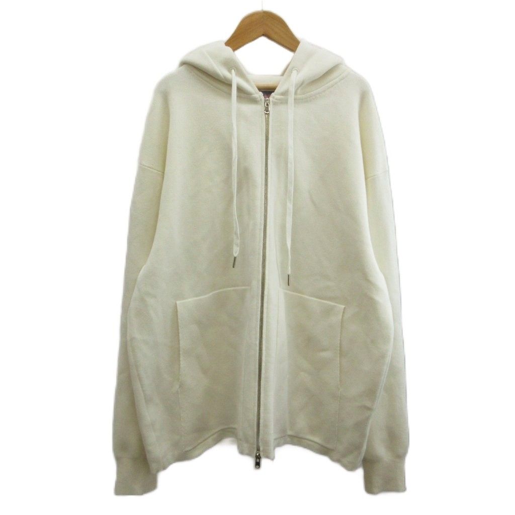 キャバン CABaN コットンカシミヤジップパーカー 上着 L 白 ホワイト 長袖 ダブルジップ フード付き /PP ■ECA005