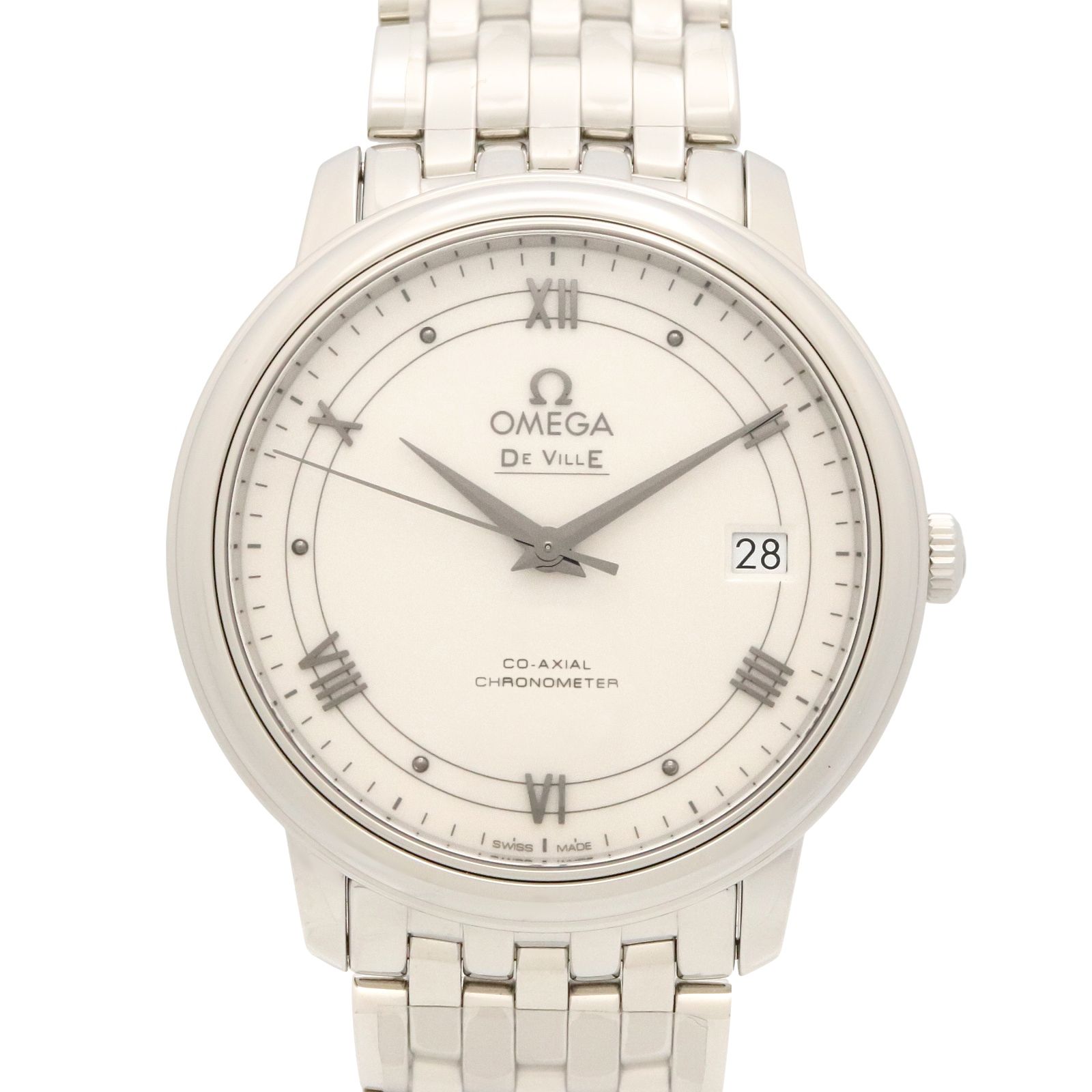 オメガ OMEGA 腕時計 デ・ビル プレステージ コーアクシャル 424.10.37.20.04.001 ホワイト ステンレススチール デ・ビル プレステージ コーアクシャル メンズ 新品