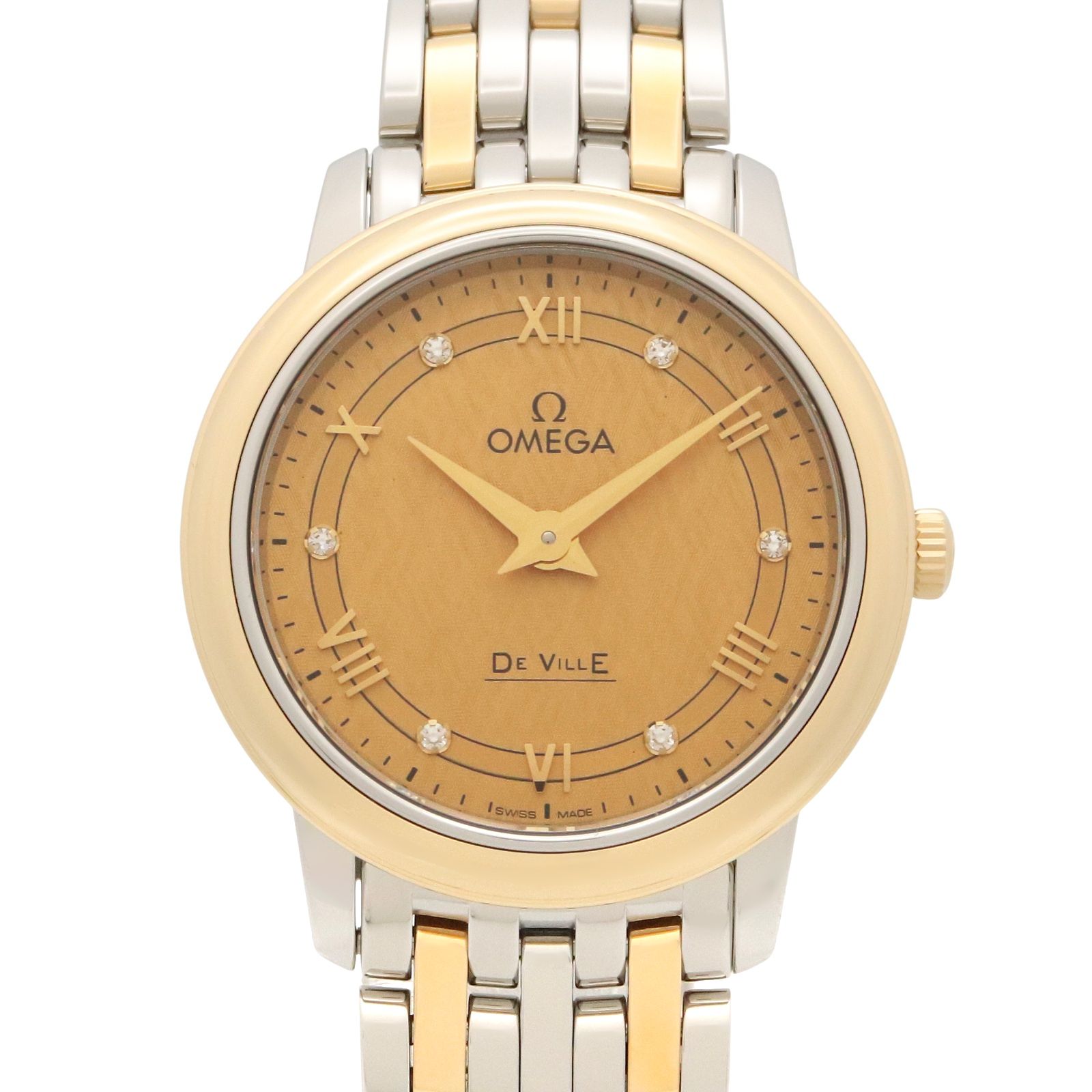 オメガ OMEGA 腕時計 デ・ビル プレステージ 6Pダイヤ 424.20.27.60.58.004 シャンパン K18（イエローゴールド） ステンレススチール デ・ビル プレステージ 6Pダイヤ