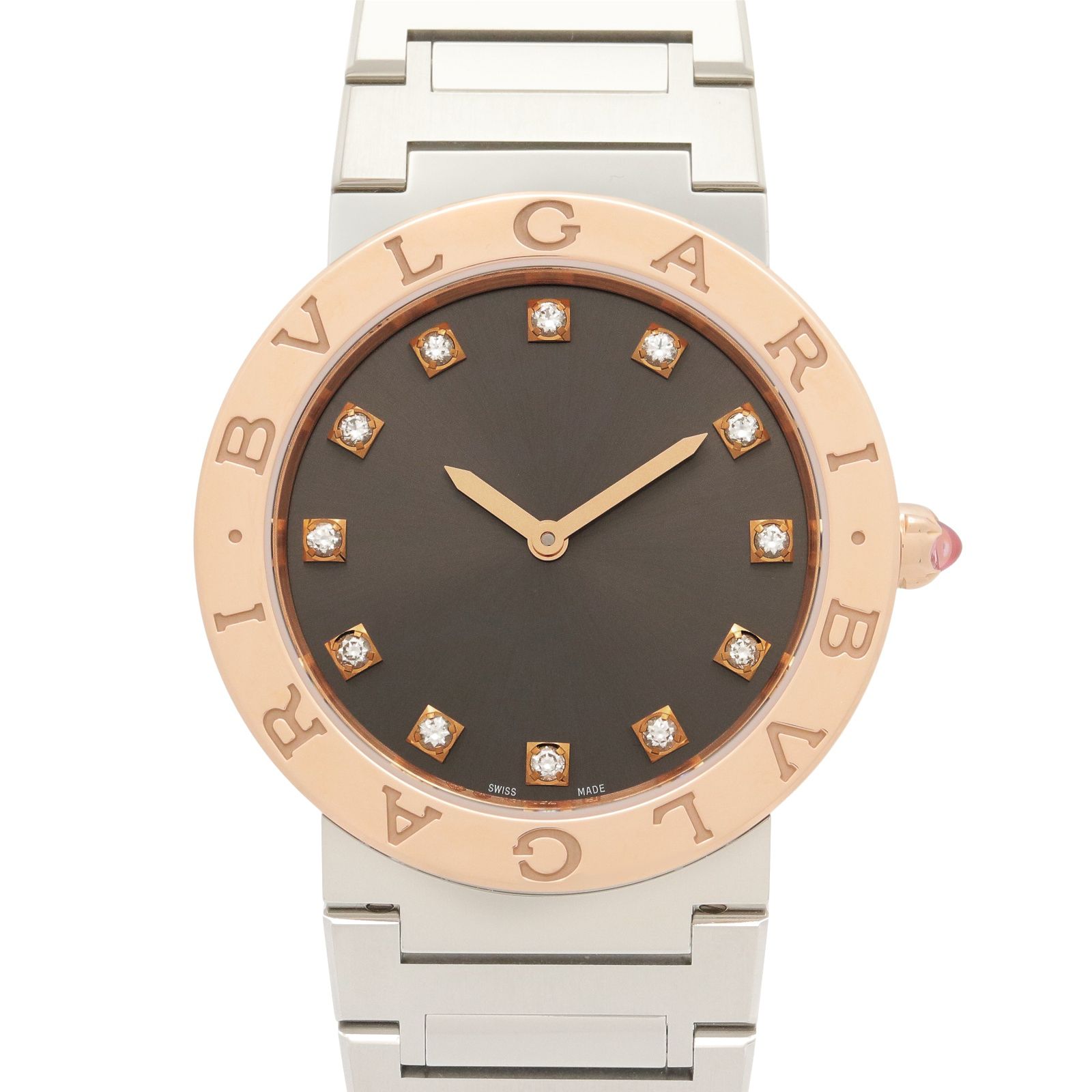 ブルガリ BVLGARI 腕時計 ブルガリブルガリ 12Pダイヤ BBP33SG グレー K18PG（ピンクゴールド） ステンレススチール ブルガリブルガリ 12Pダイヤ レディース Used A