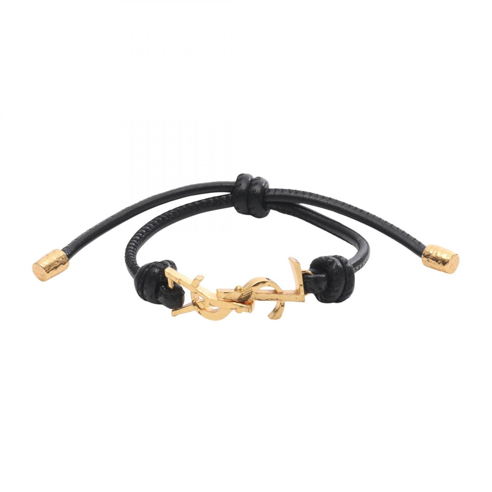 サンローランパリ SAINT LAURENT PARIS ブレスレット カサンドラ 861459AAF9R1000M ブラック GP（ゴールドメッキ） レザー ブレスレット レディース 新品