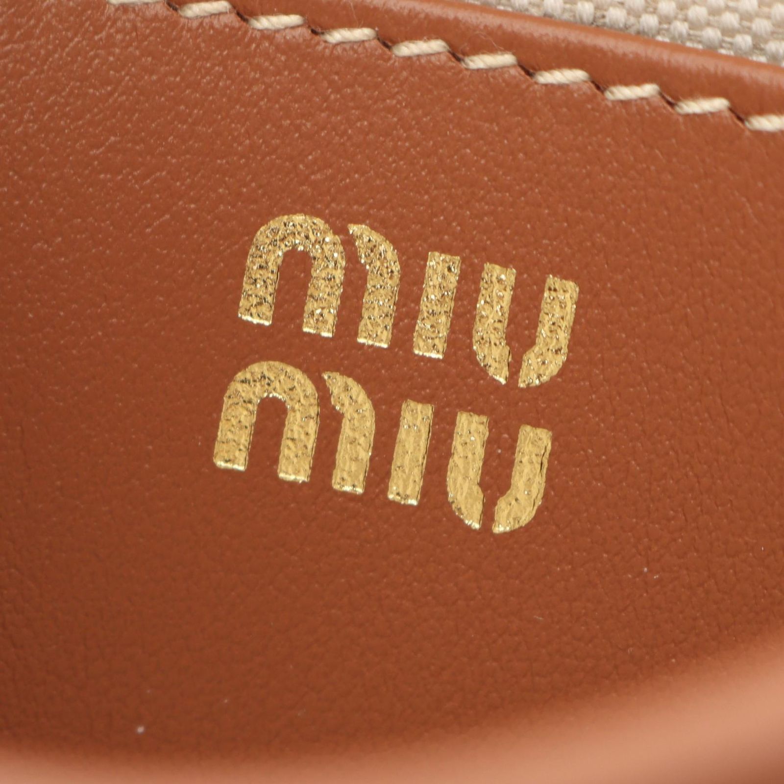 ミュウ ミュウ Miu Miu ショルダーバッグ スマホショルダー 5ZT080ACRNF062F ベージュ キャンバス レザー スマホショルダー レディース 新品