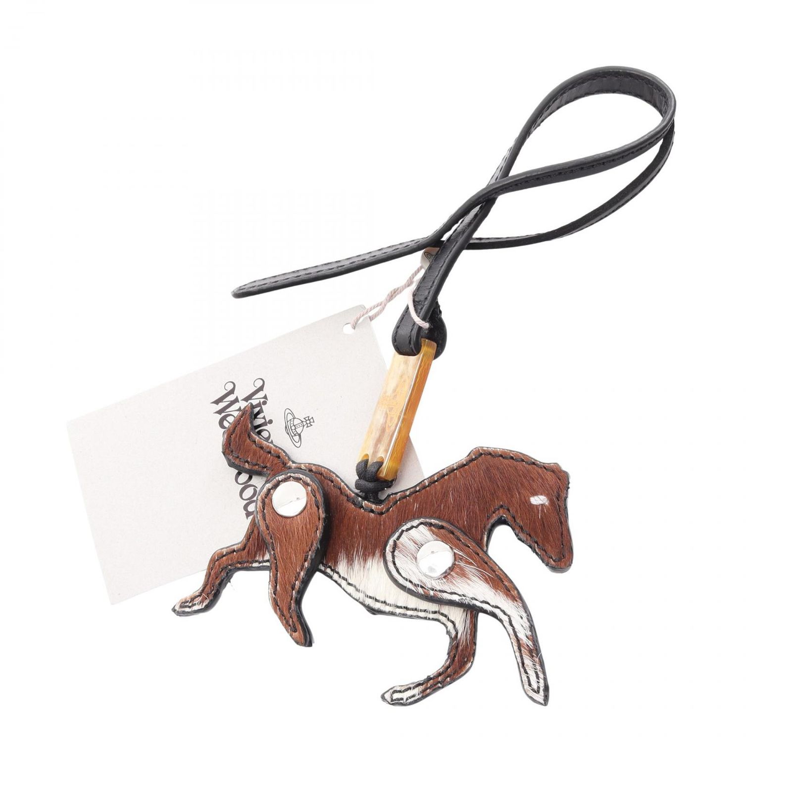 ヴィヴィアンウエストウッド Vivienne Westwood チャーム horse charm keyring 8203012WUL00DRA101 ブラウン レザー ラバー ホースチャーム レディース 新品