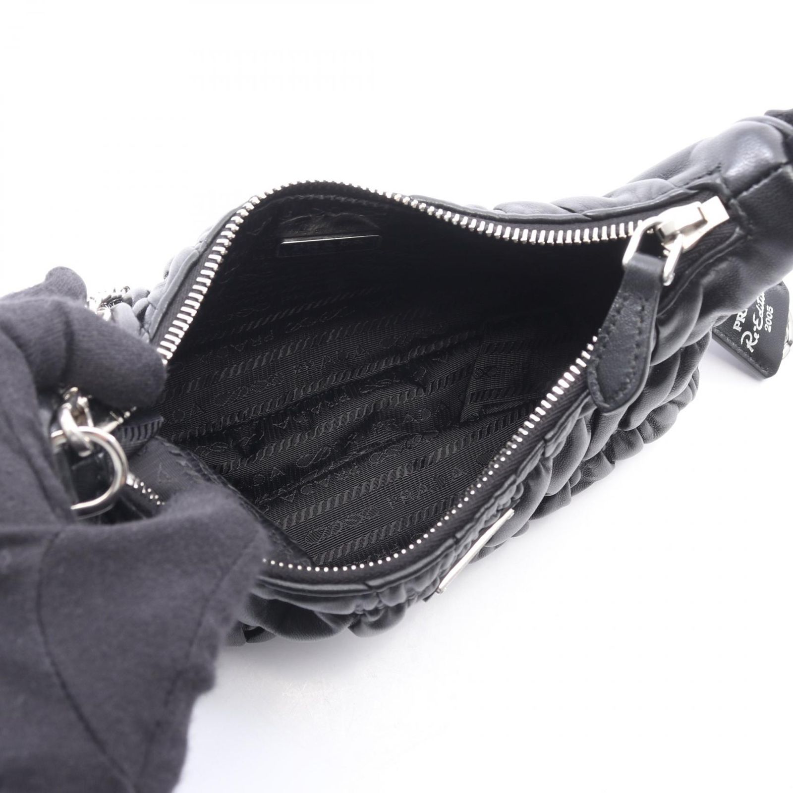 プラダ PRADA ショルダーバッグ Re-Edition 2005 2WAY 1BH204 ブラック レザー Re-Edition 2005 ショルダーバッグ レディース Used A