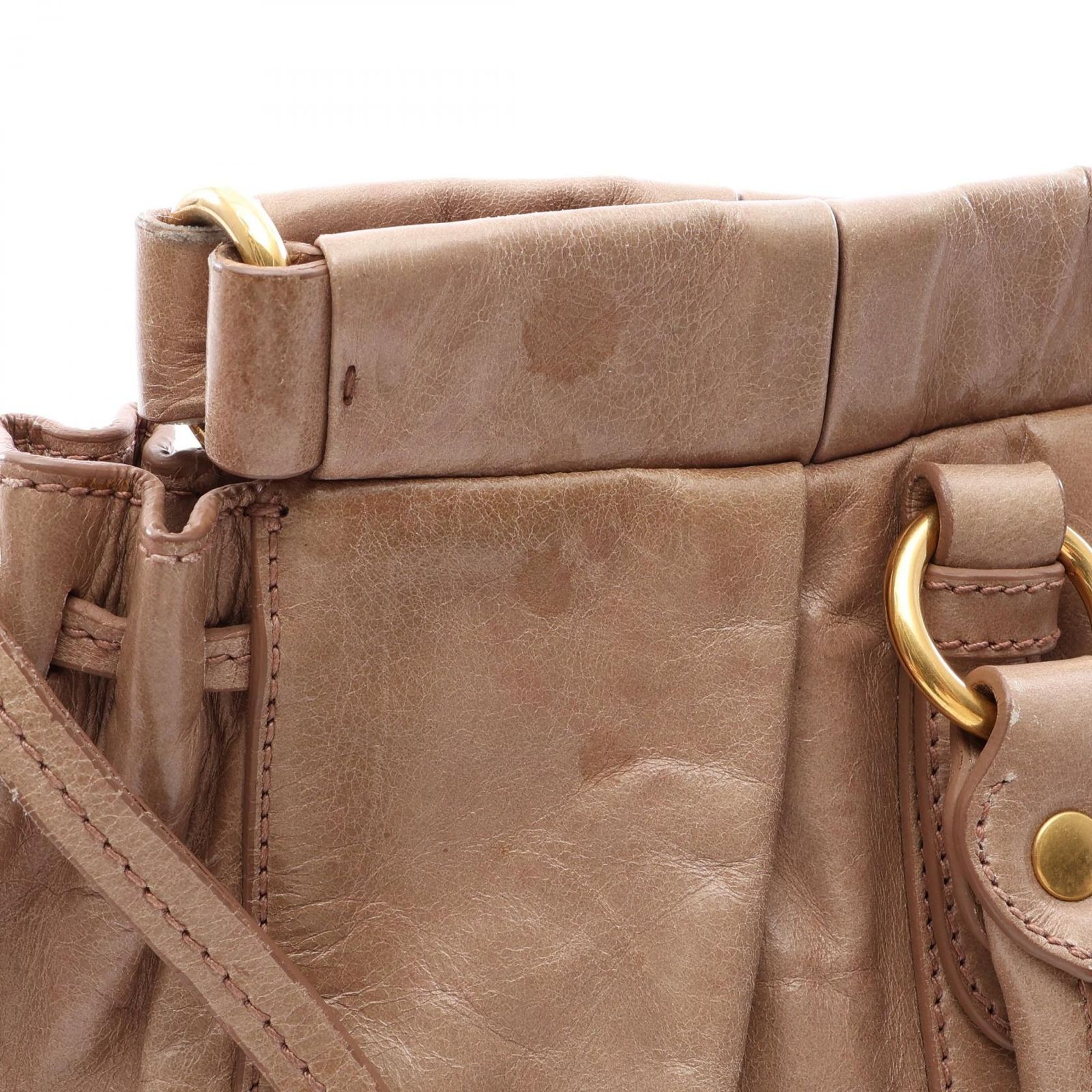 ミュウ ミュウ Miu Miu ハンドバッグ VITELLO LUX 2WAY ベージュ 