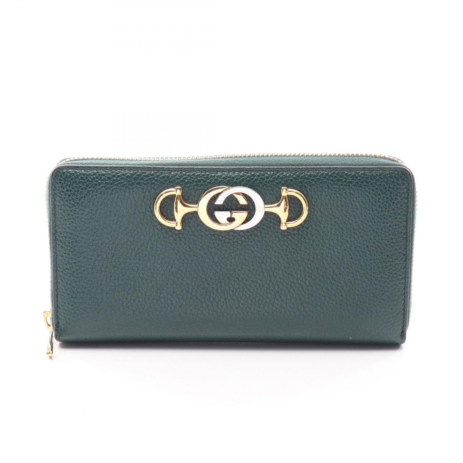 グッチ GUCCI ラウンド長財布 ズゥミ 590661 グリーン レザー ズゥミ ラウンド長財布 レディース Used B