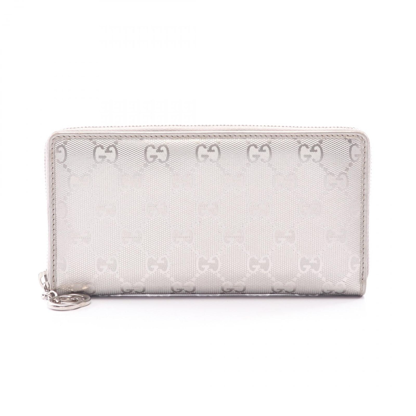 グッチ GUCCI ラウンド長財布 GGインプリメ 212110 シルバー レザー