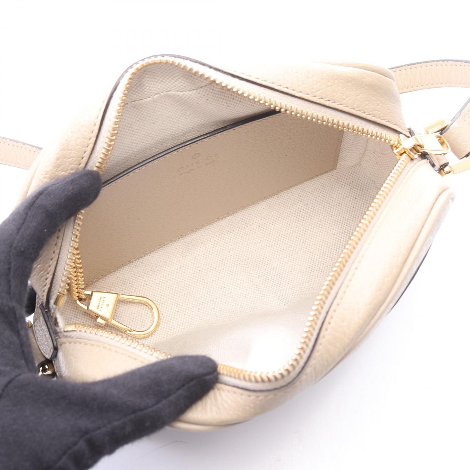グッチ GUCCI ショルダーバッグ オフィディア GGスプリーム 517350 ライトベージュ PVCコーティングキャンバス レザー オフィディア スモール カメラバッグ レディース