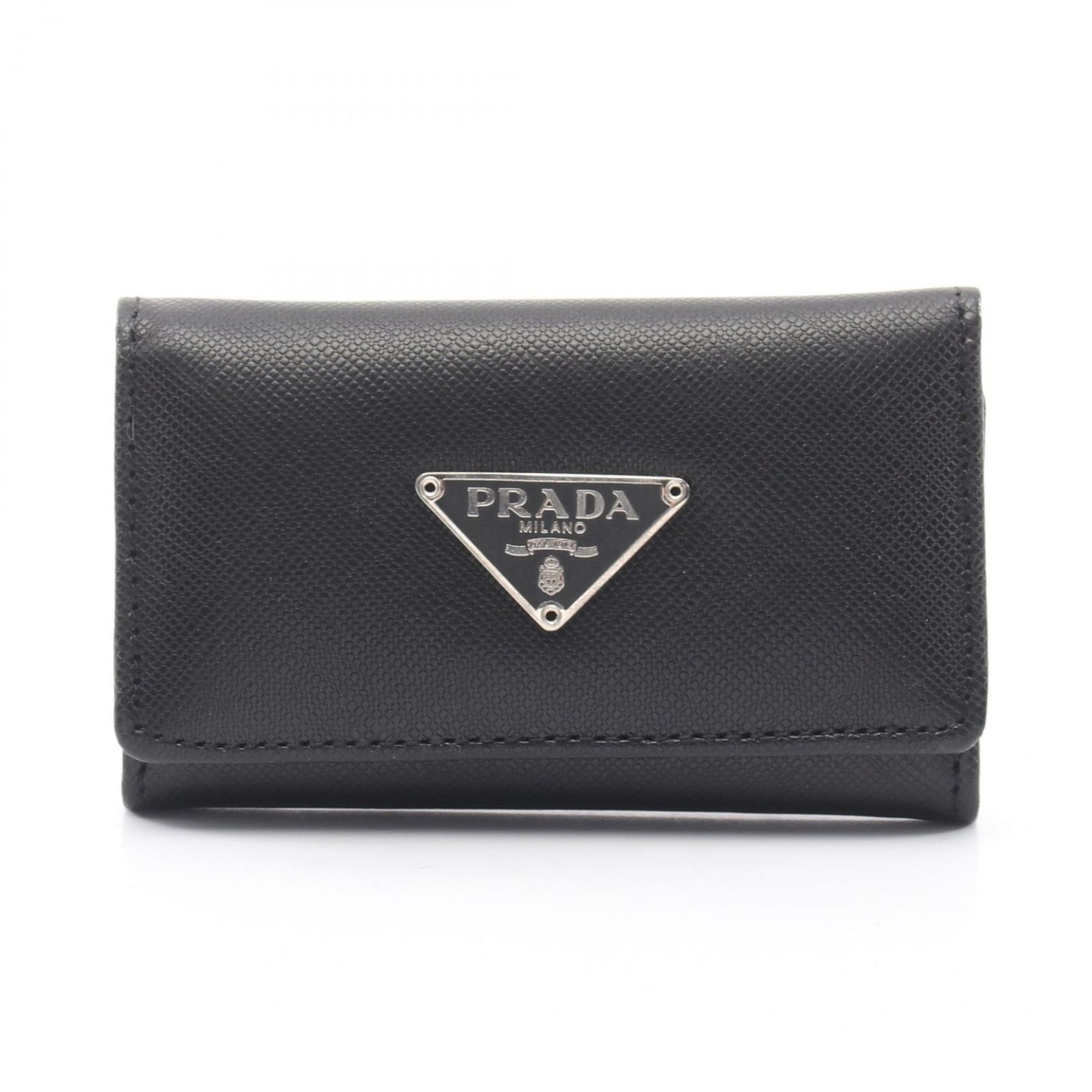プラダ PRADA キーケース 三角プレート 6連 ブラック サフィアーノ